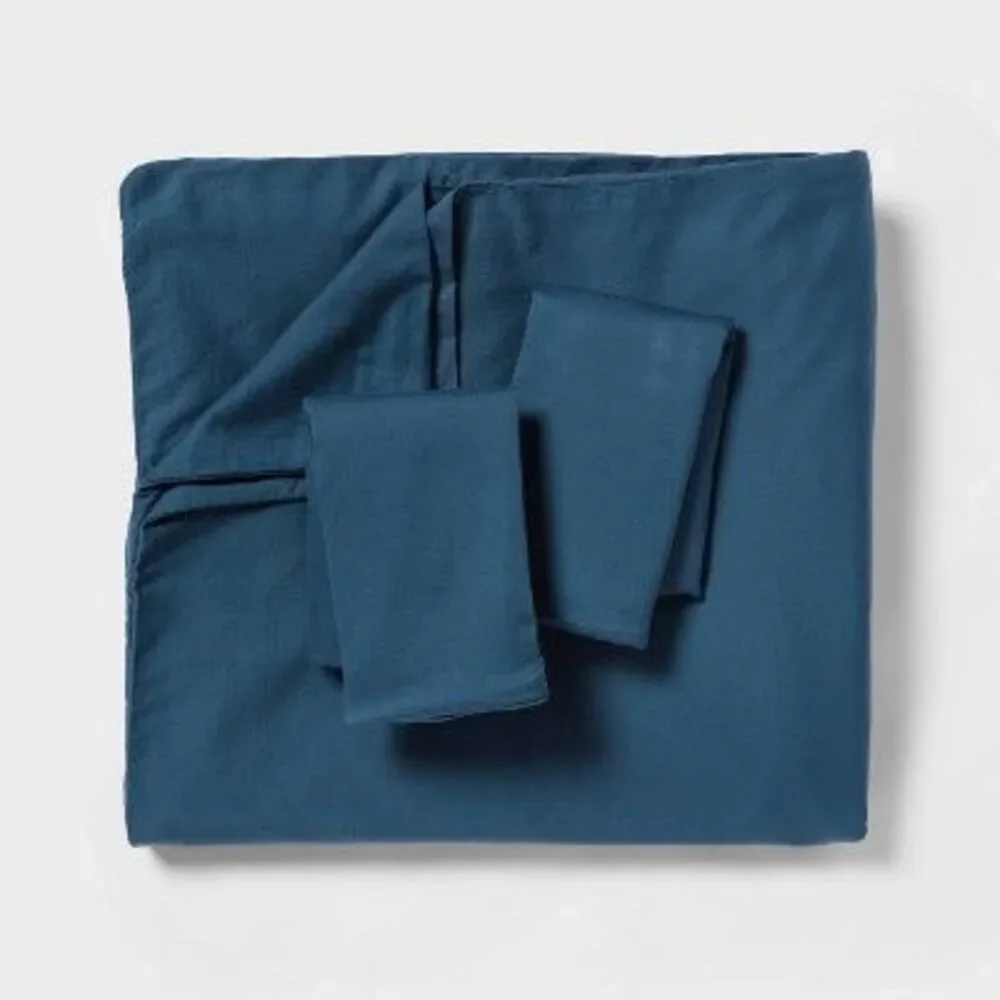 Threshold - Full/Queen Washed Cotton Sateen Duvet Cover and Sh Indigo